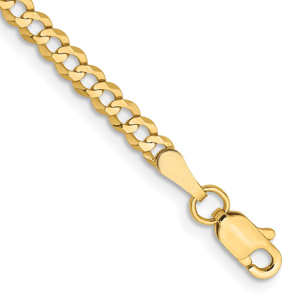 Alternate view of the 3mm 14K Yellow Gold Solid Lightweight Flat Curb Chain Bracelet by The Black Bow Jewelry Co.