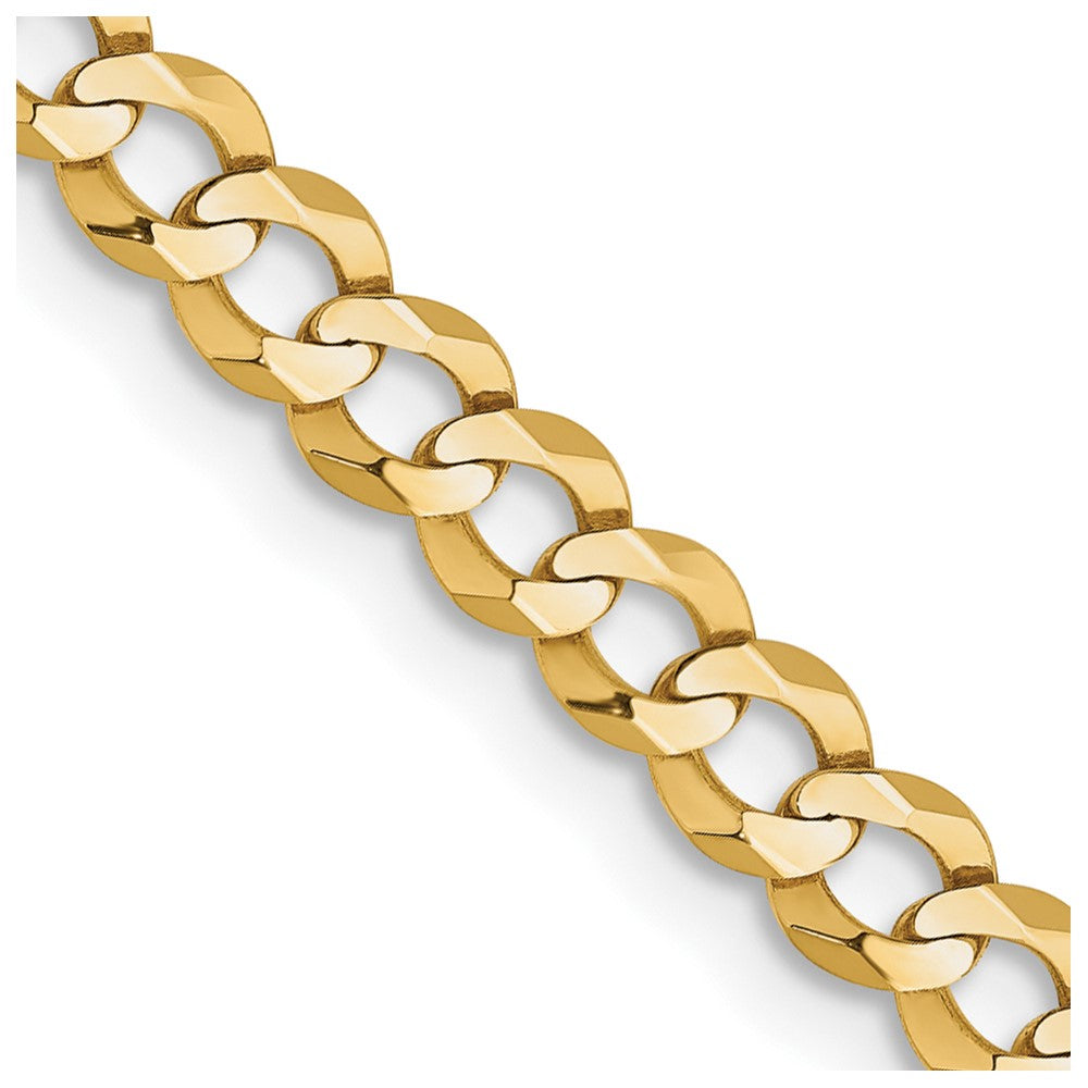 3.75mm 14K Yellow Gold Solid Lightweight Flat Curb Chain Bracelet, Item C10521-B by The Black Bow Jewelry Co.