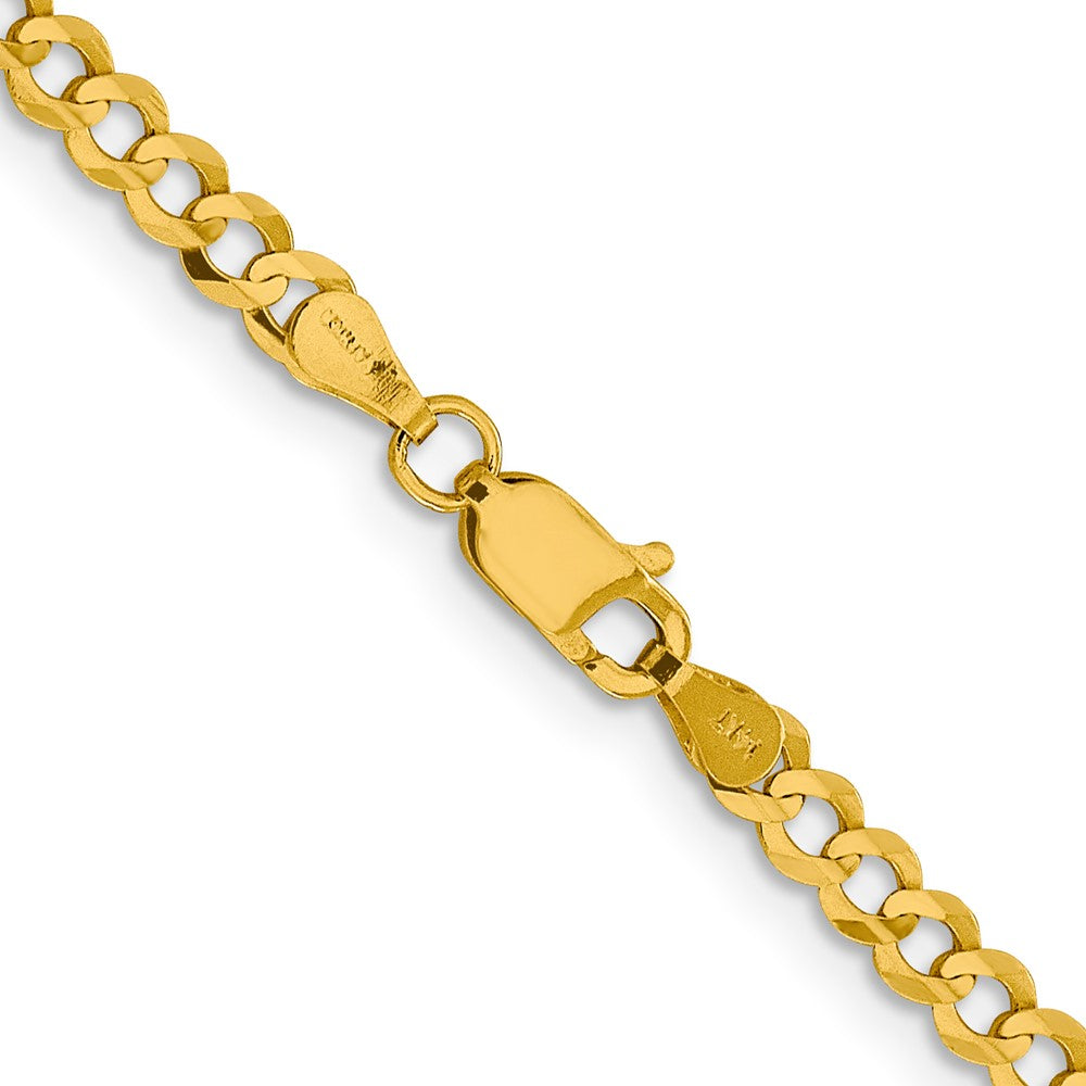 Alternate view of the 3.75mm 14K Yellow Gold Solid Lightweight Flat Curb Chain Necklace by The Black Bow Jewelry Co.