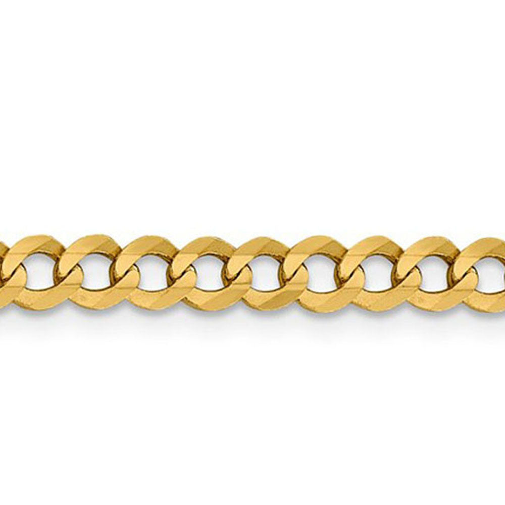 Alternate view of the 4.75mm 14K Yellow Gold Solid Lightweight Flat Curb Chain Bracelet by The Black Bow Jewelry Co.