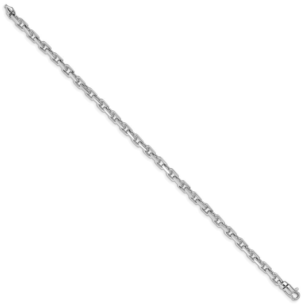 Alternate view of the 4.25mm 14K White Gold Solid Fancy Cable Chain Bracelet by The Black Bow Jewelry Co.