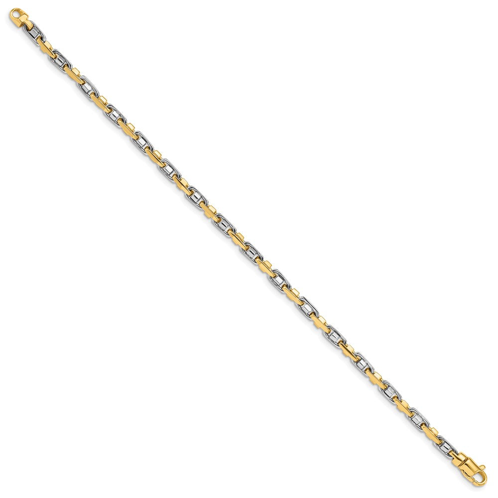 Alternate view of the 3.5mm 14K Two Tone Gold Fancy 3D Anchor Chain Bracelet by The Black Bow Jewelry Co.