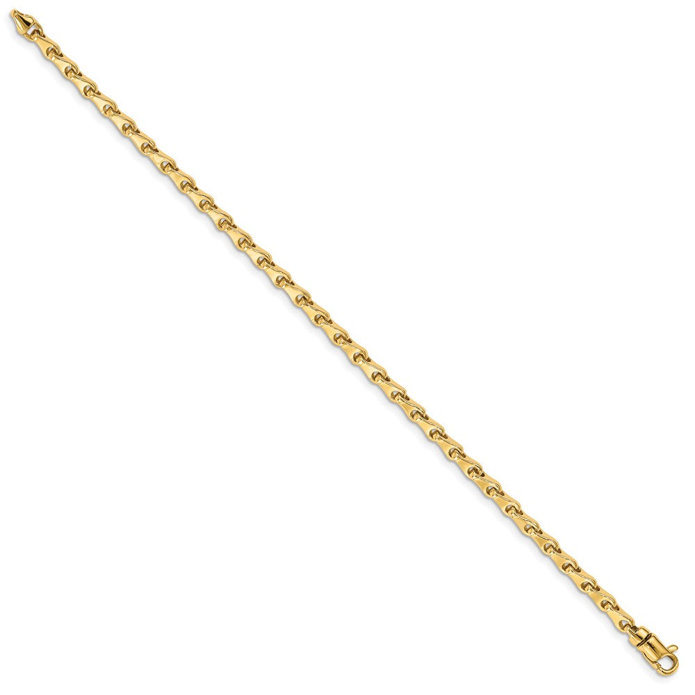 Alternate view of the 3.25mm 14K Yellow Gold Solid Fancy Link Chain Bracelet by The Black Bow Jewelry Co.