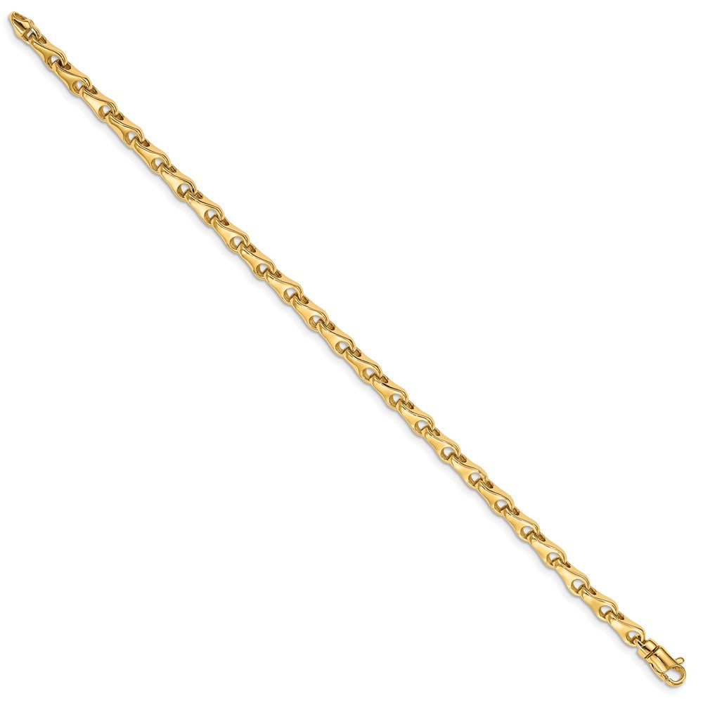 Alternate view of the 4mm 14K Yellow Gold Solid Fancy Link Chain Bracelet by The Black Bow Jewelry Co.