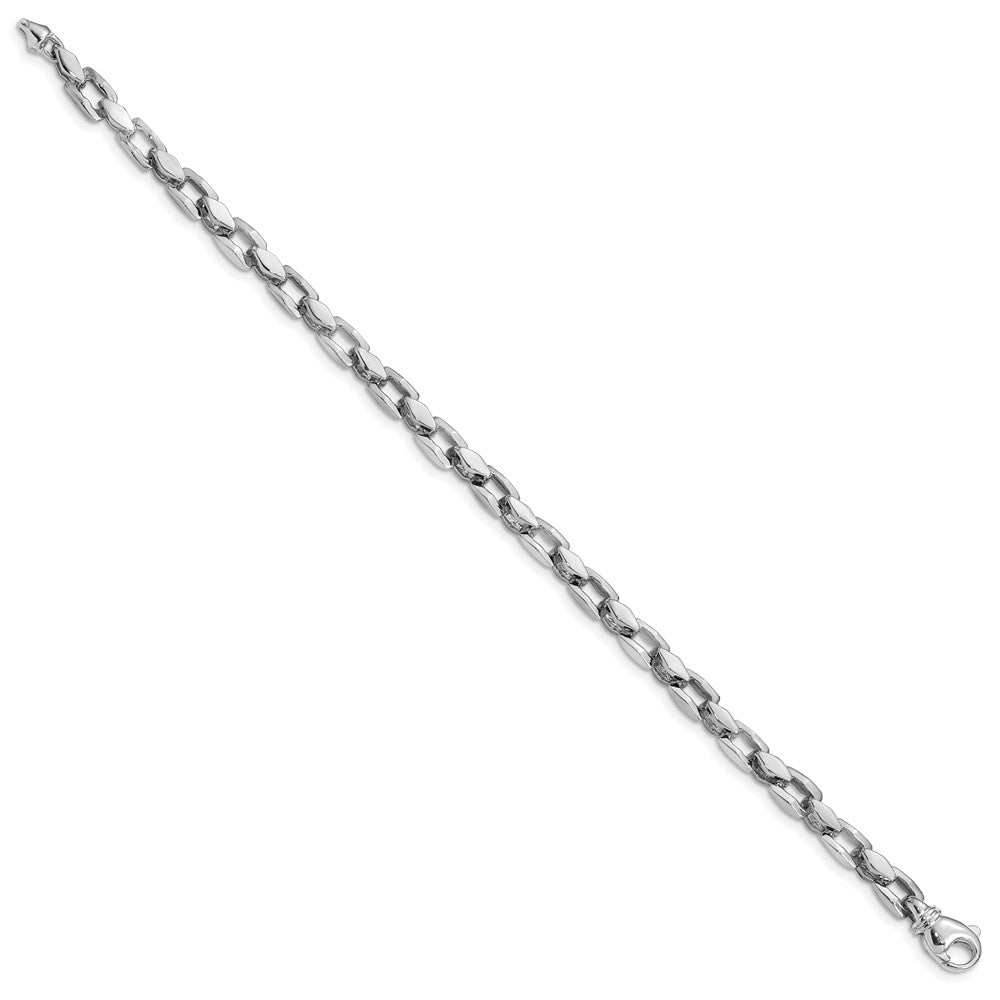 Alternate view of the 14K White Gold, 4.5mm Solid Fancy Link Chain Bracelet by The Black Bow Jewelry Co.