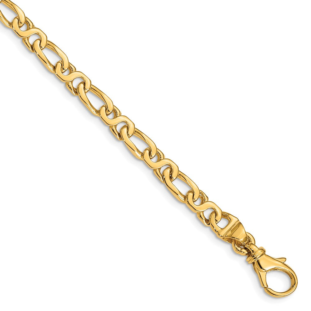 4.75mm 14K Yellow Gold Modified Figaro Chain Bracelet, Item C10542-B by The Black Bow Jewelry Co.