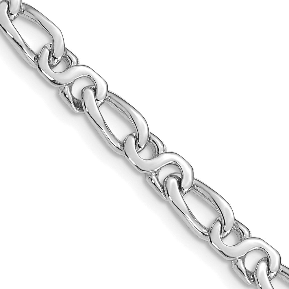 4.75mm 14K White Gold Modified Figaro Chain Bracelet, Item C10543-B by The Black Bow Jewelry Co.