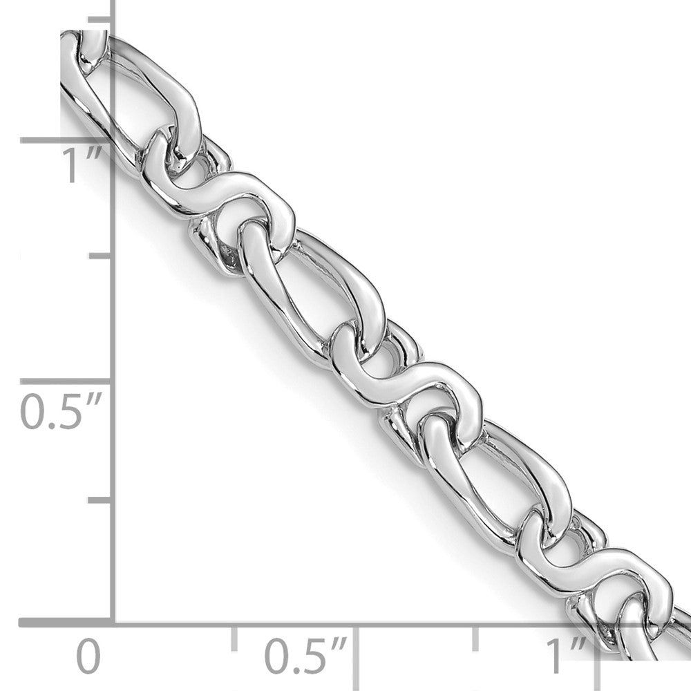 Alternate view of the 4.75mm 14K White Gold Modified Figaro Chain Bracelet by The Black Bow Jewelry Co.