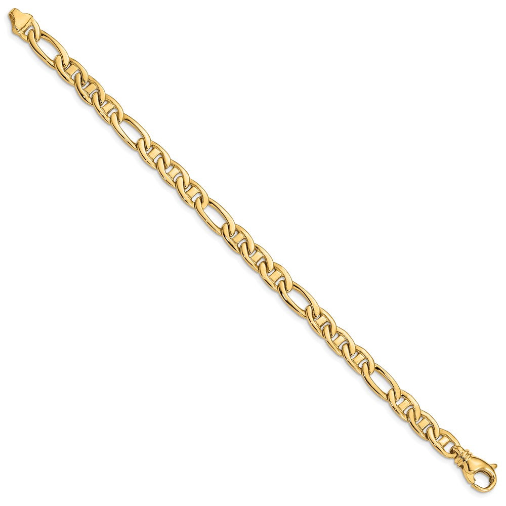 Alternate view of the 6.5mm 14K Yellow Gold Solid Flat Figaro Anchor Chain Bracelet by The Black Bow Jewelry Co.