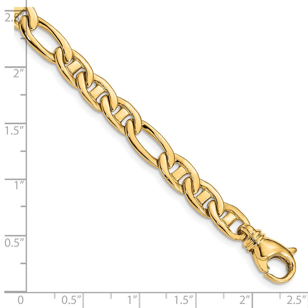 Alternate view of the 6.5mm 14K Yellow Gold Solid Flat Figaro Anchor Chain Bracelet by The Black Bow Jewelry Co.