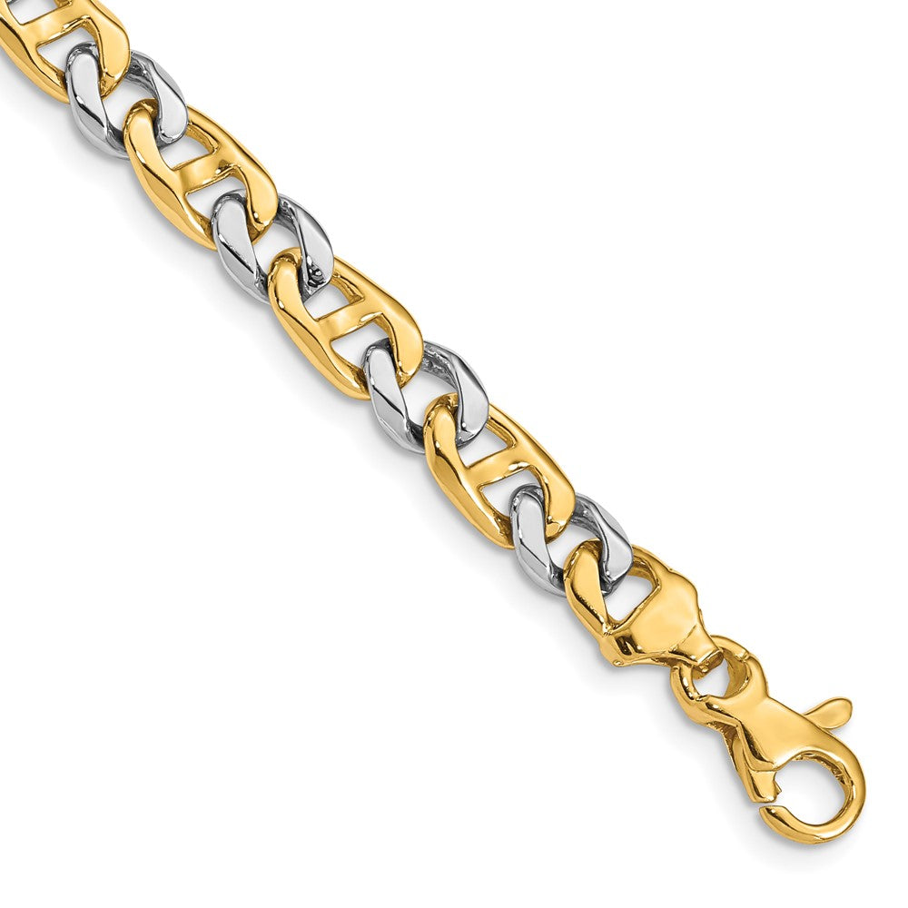 5.5mm 14K Two Tone Gold Fancy Anchor Chain Bracelet, Item C10547-B by The Black Bow Jewelry Co.