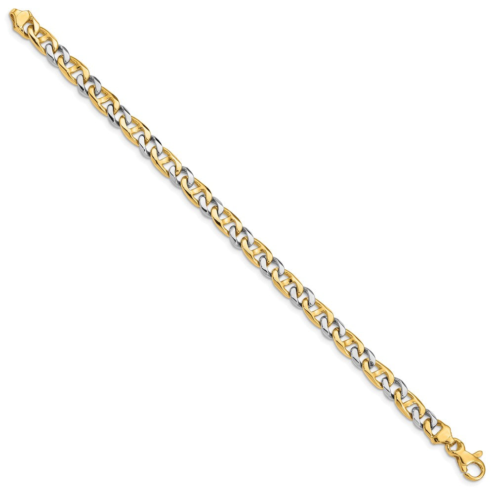 Alternate view of the 5.5mm 14K Two Tone Gold Fancy Anchor Chain Bracelet by The Black Bow Jewelry Co.