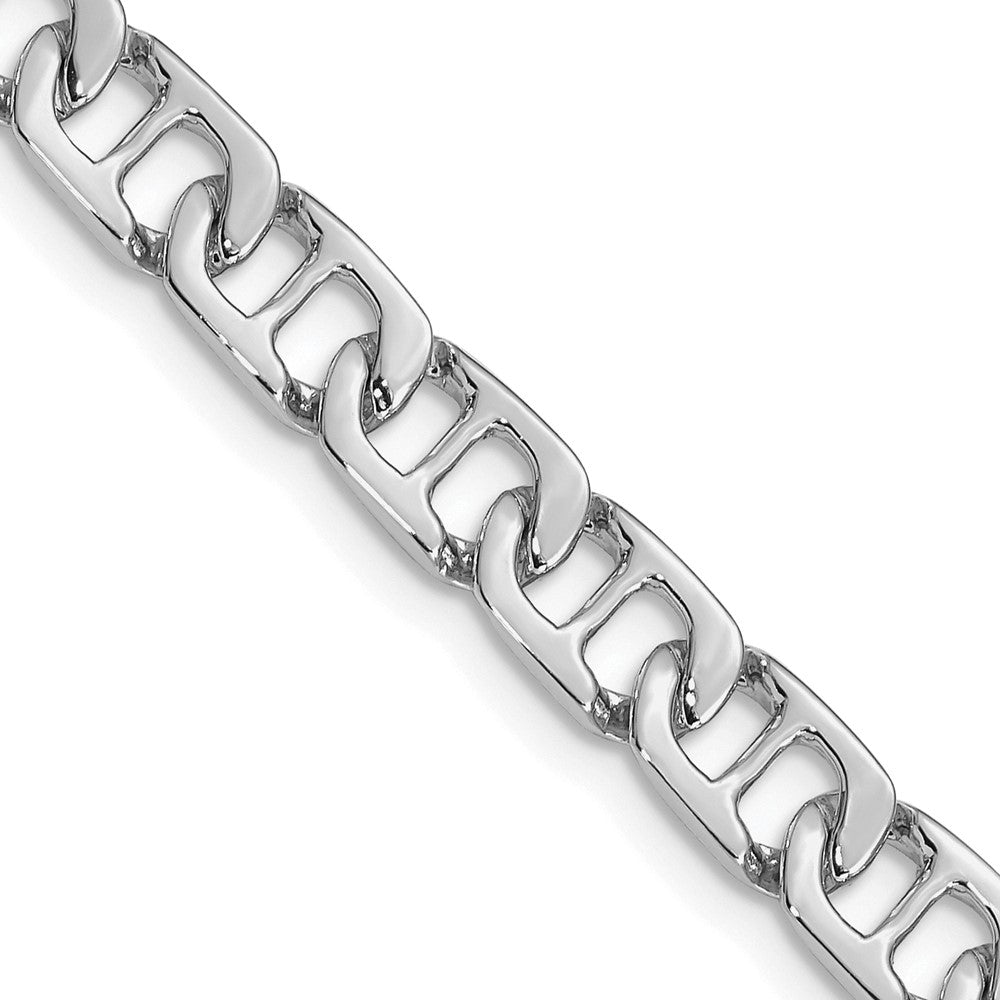 6.5mm 14K White Gold Solid Fancy Anchor Chain Bracelet, Item C10550-B by The Black Bow Jewelry Co.