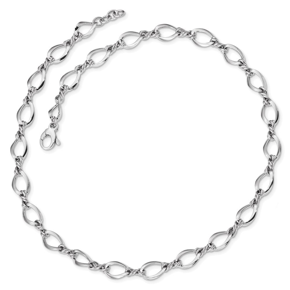 Alternate view of the 8.25mm 14K Yellow or White Gold Fancy Open Link Chain Necklace, 18 In by The Black Bow Jewelry Co.