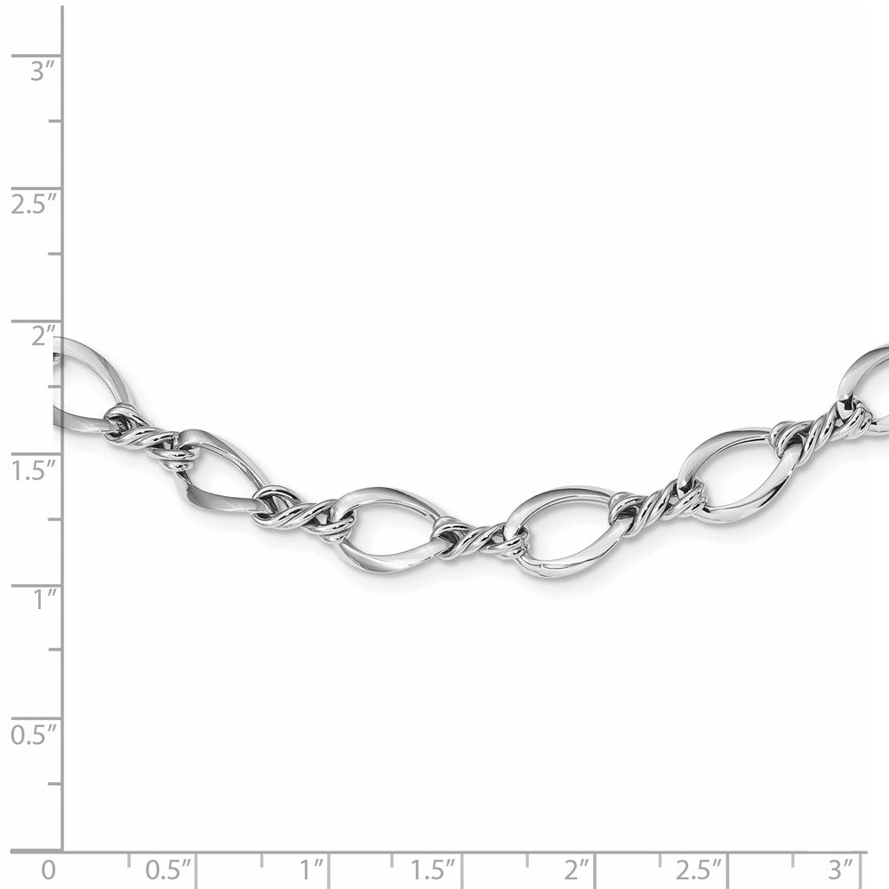 Alternate view of the 8.25mm 14K White Gold Fancy Open Link Chain Necklace, 18 Inch by The Black Bow Jewelry Co.