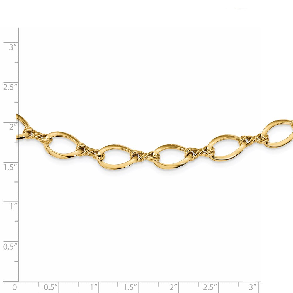 Alternate view of the 8.25mm 14K Yellow Gold Fancy Open Link Chain Necklace, 18 Inch by The Black Bow Jewelry Co.