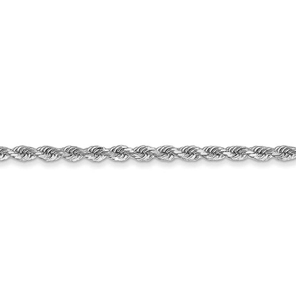 Alternate view of the 1.75mm 10K White Gold Diamond Cut Solid Rope Chain Necklace by The Black Bow Jewelry Co.
