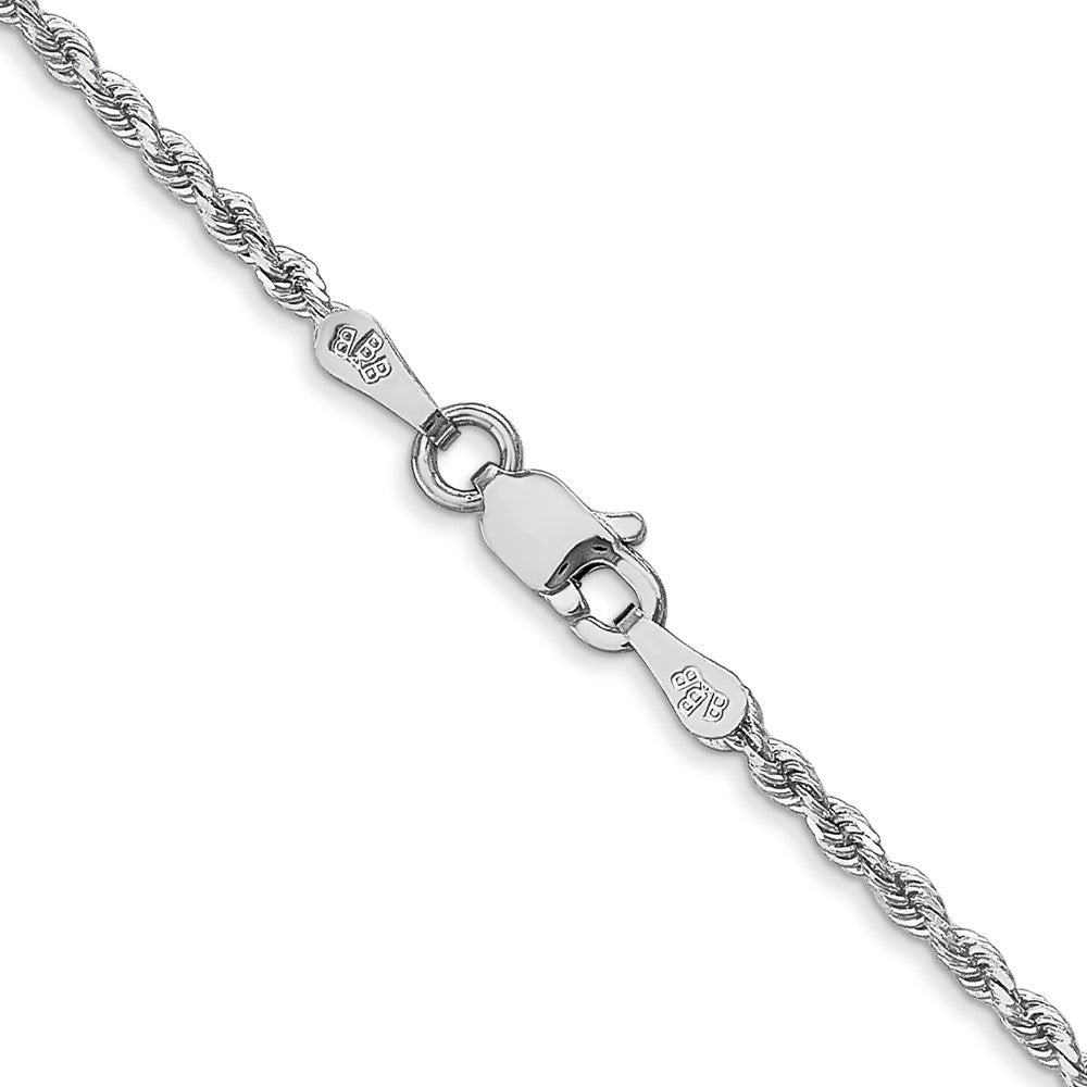 Alternate view of the 1.75mm 10K White Gold Diamond Cut Solid Rope Chain Necklace by The Black Bow Jewelry Co.