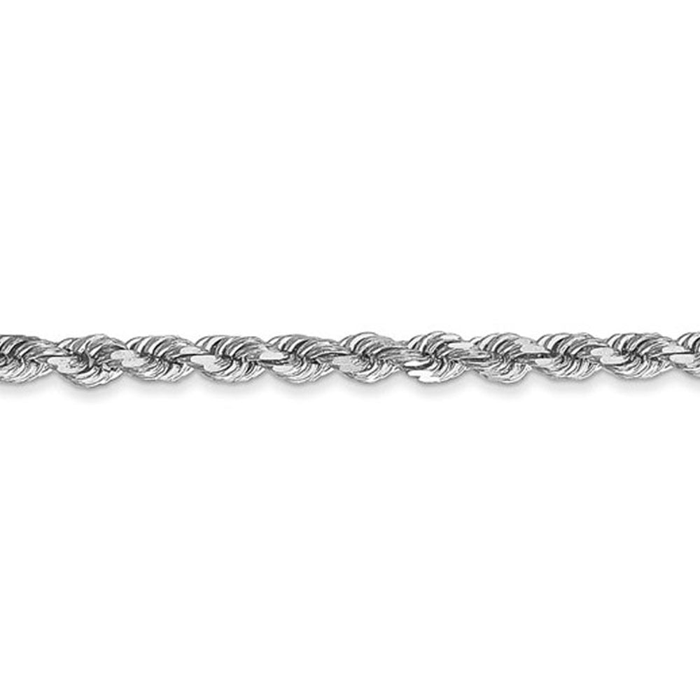 Alternate view of the 2.75mm 10k White Gold Solid Diamond Cut Rope Chain Necklace by The Black Bow Jewelry Co.