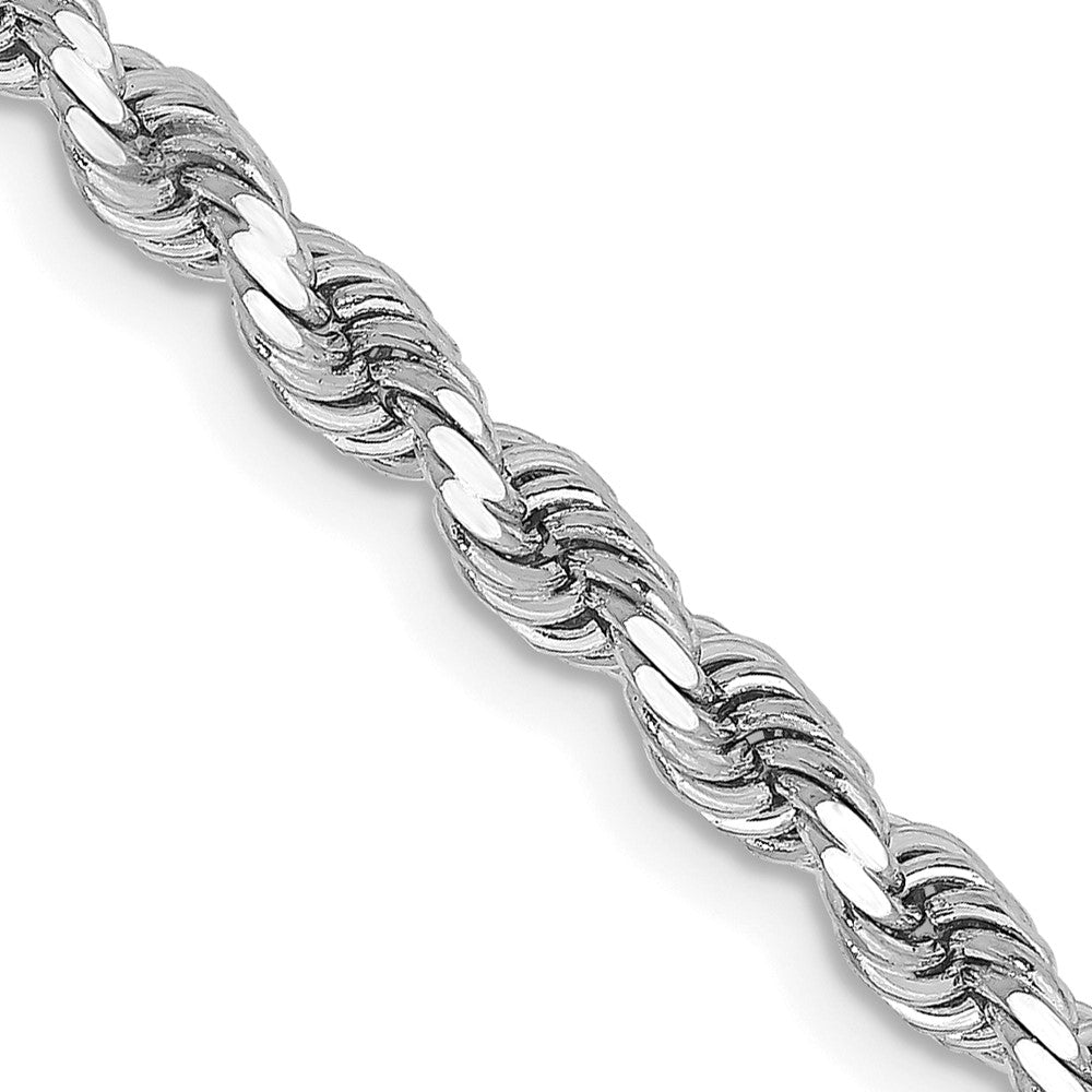 3.25mm 10k White Gold Solid Diamond Cut Rope Chain Bracelet, Item C10564-B by The Black Bow Jewelry Co.