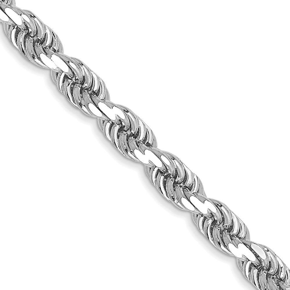 3.5mm 10k White Gold Solid Diamond Cut Rope Chain Necklace, Item C10565 by The Black Bow Jewelry Co.