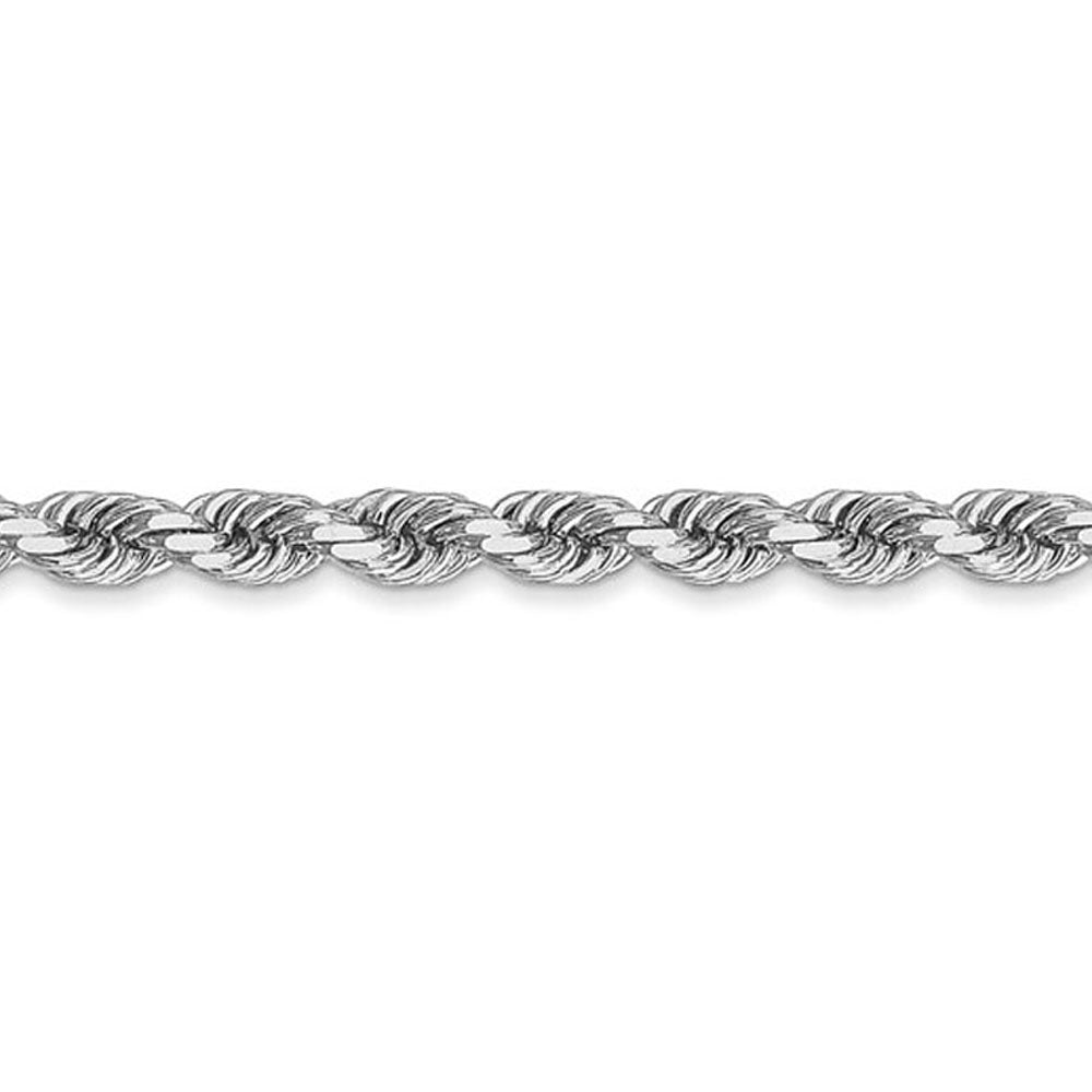 Alternate view of the 3.5mm 10k White Gold Solid Diamond Cut Rope Chain Necklace by The Black Bow Jewelry Co.