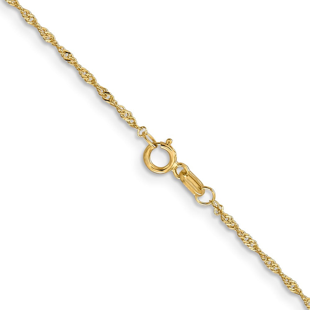 Alternate view of the 1mm 14K Yellow Gold Polished Solid Singapore Chain Necklace by The Black Bow Jewelry Co.