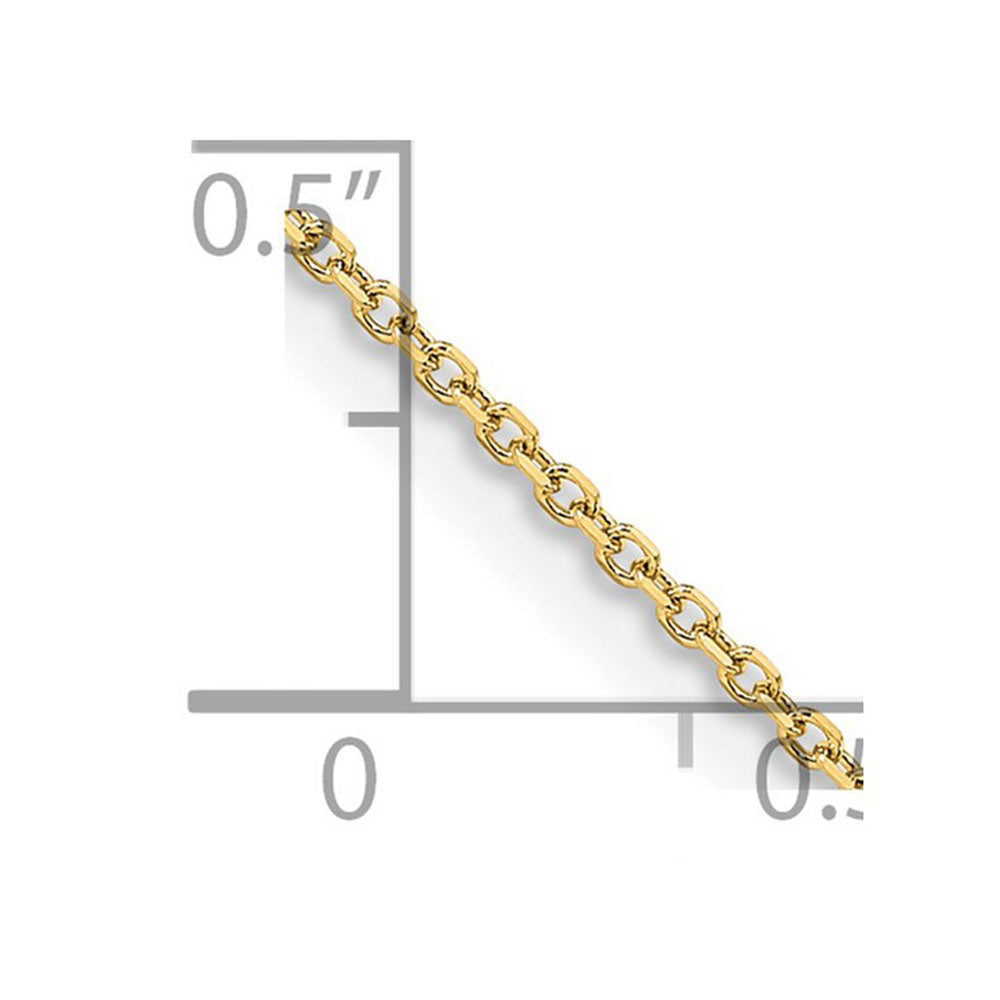 Alternate view of the 1mm 14K Yellow Gold Solid Diamond Cut Rolo Chain Necklace by The Black Bow Jewelry Co.