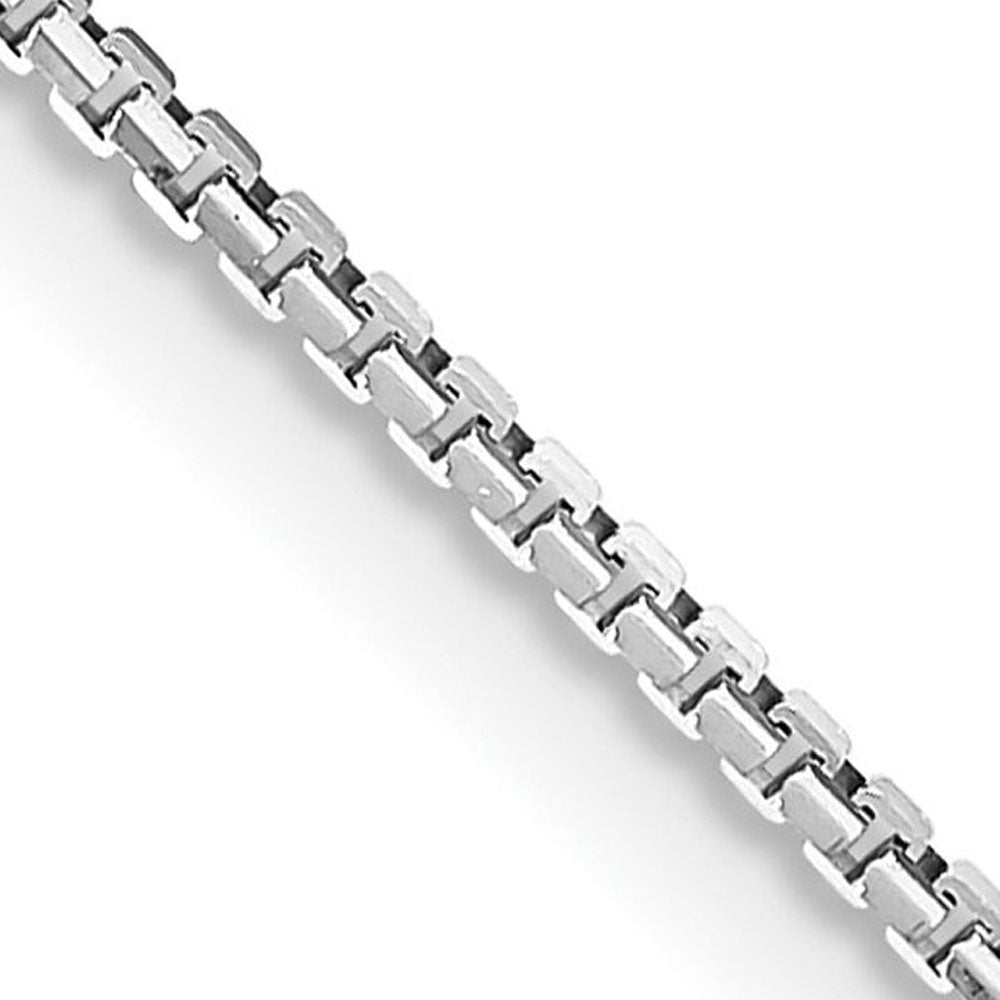 1mm 14K White Gold Solid Concave Box Chain Necklace - The Black