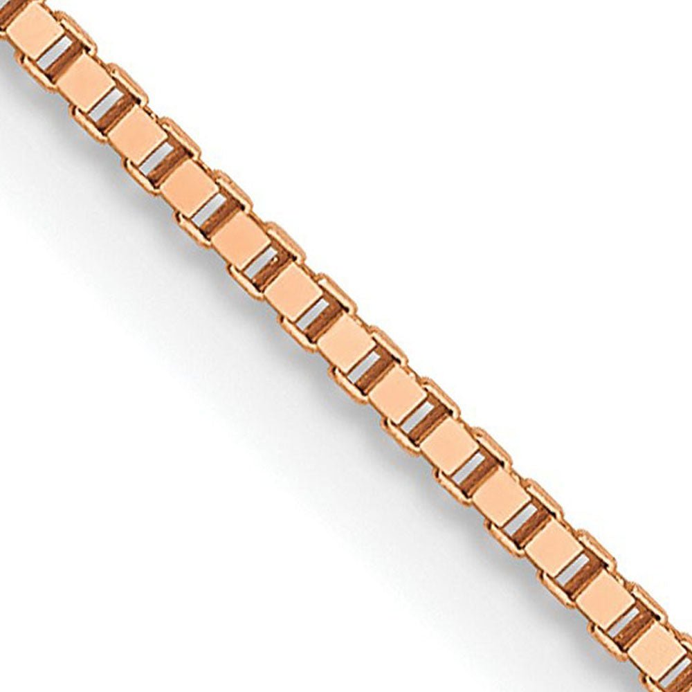 0.7mm 14k Rose Gold Solid Box Chain Lobster Claw Clasp Necklace, Item C10602 by The Black Bow Jewelry Co.