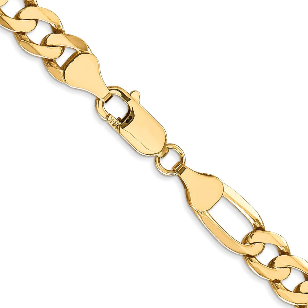 Alternate view of the Men&#39;s 7mm 14K Yellow Gold Solid Flat Figaro Chain Necklace by The Black Bow Jewelry Co.