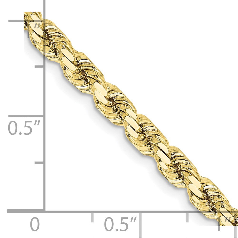 Alternate view of the 4.25mm 10K Yellow Gold Solid Diamond Cut Rope Chain Necklace by The Black Bow Jewelry Co.