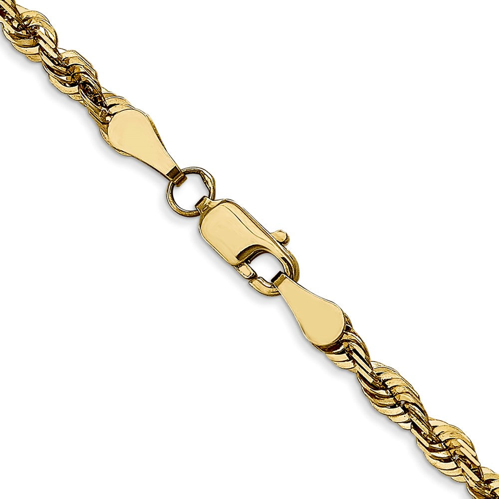Alternate view of the 3.5mm 10k Yellow Gold Diamond-Cut Solid Rope Chain Necklace by The Black Bow Jewelry Co.