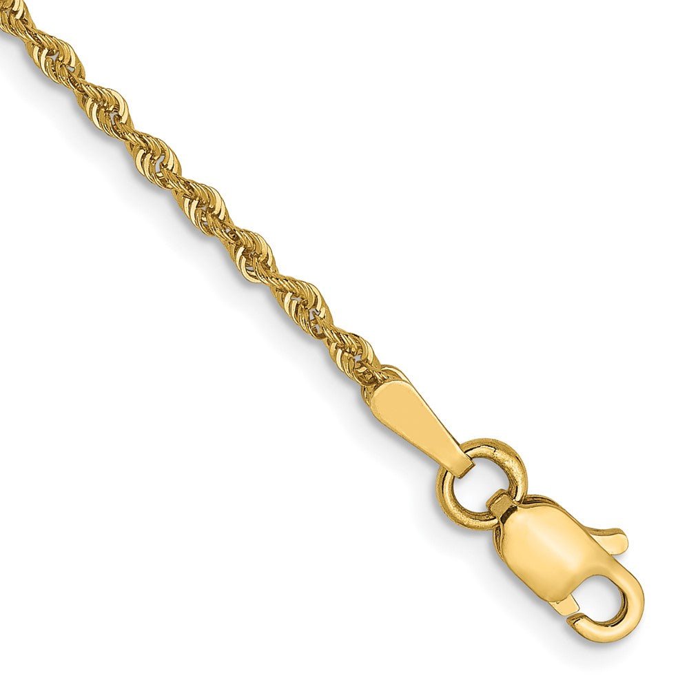 1.6mm 14K Yellow Gold Solid Classic Rope Chain Anklet, 9 Inch, Item C10614 by The Black Bow Jewelry Co.