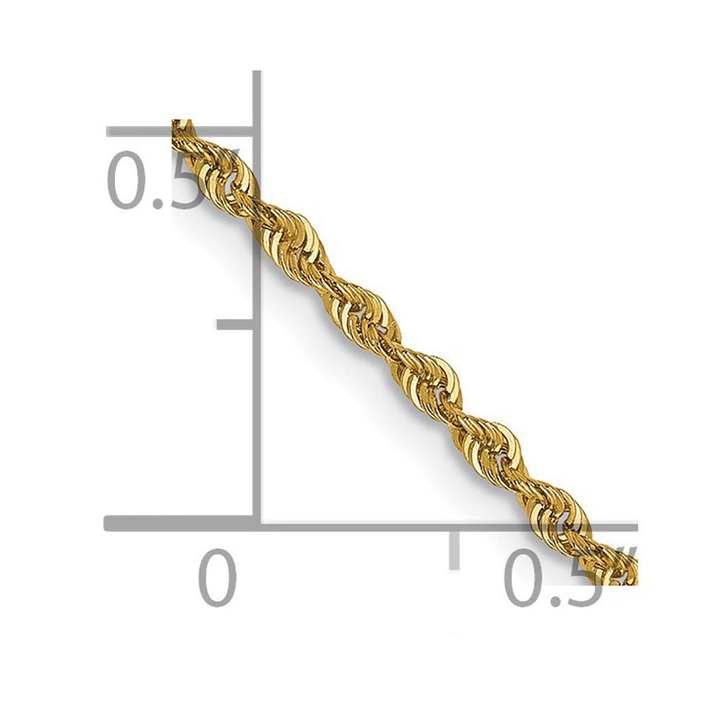 Alternate view of the 1.6mm 14K Yellow Gold Solid Classic Rope Chain Anklet, 9 Inch by The Black Bow Jewelry Co.