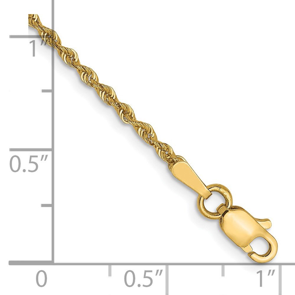 Alternate view of the 1.6mm 14K Yellow Gold Solid Classic Rope Chain Anklet, 9 Inch by The Black Bow Jewelry Co.
