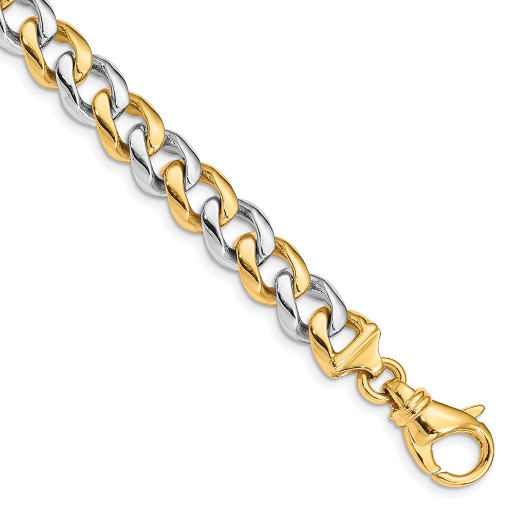 9.25mm 14K Two Tone Gold Solid Classic Curb Chain Bracelet, 8 Inch, Item C10643 by The Black Bow Jewelry Co.