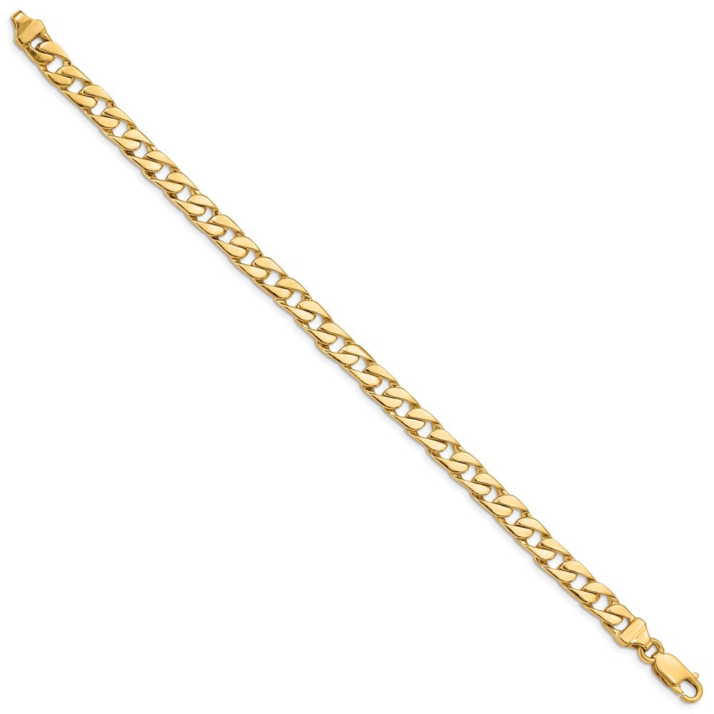 Alternate view of the Men&#39;s 6.5mm 14K Yellow Gold Solid Flat Curb Chain Bracelet, 8 Inch by The Black Bow Jewelry Co.