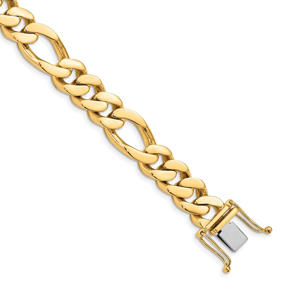 Men's 11.75mm 14K Yellow Gold Solid Figaro Chain Bracelet, 8.5 Inch, Item C10653 by The Black Bow Jewelry Co.