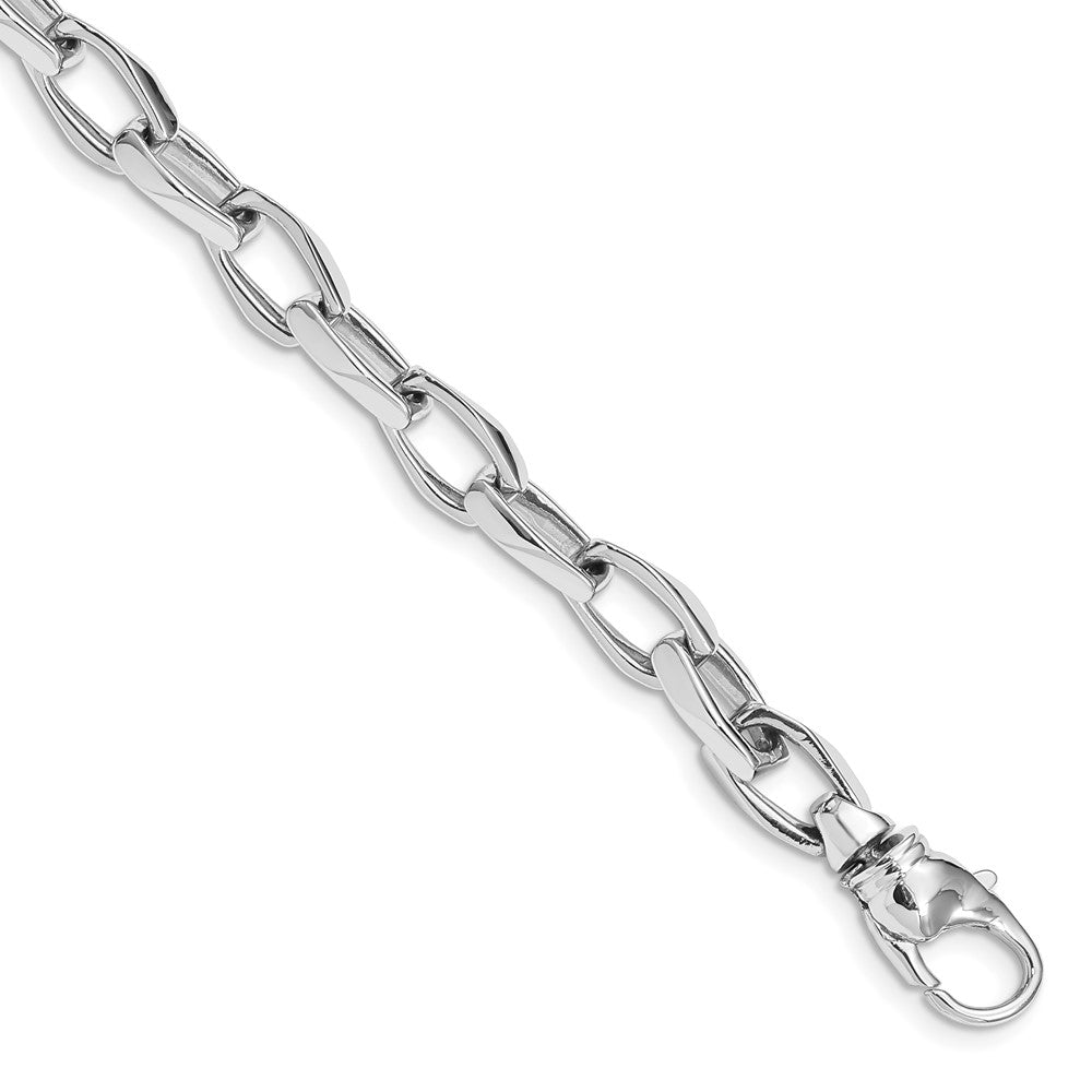Alternate view of the 6.75mm 14K White Gold Solid Fancy Cable Chain Bracelet, 8 Inch by The Black Bow Jewelry Co.