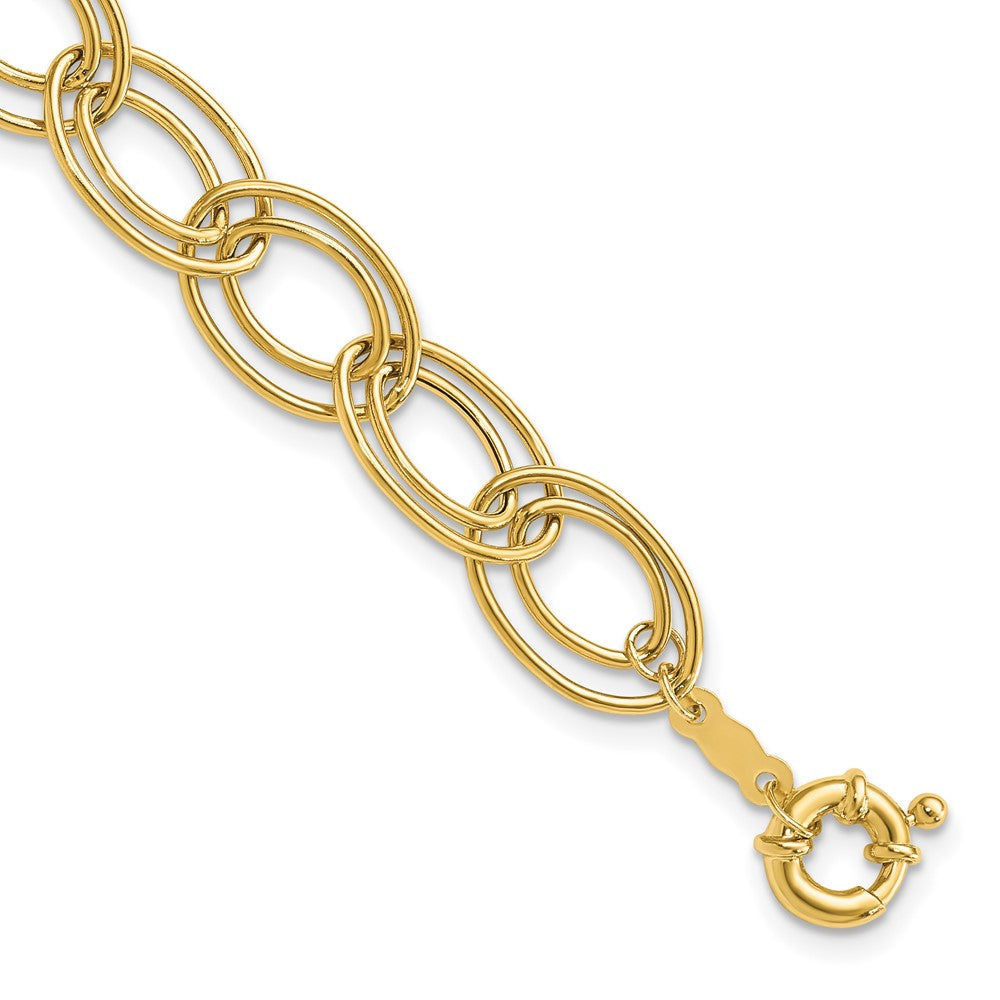 10mm 14K Yellow Gold Hollow Fancy Double Oval Chain Bracelet, 7.5 Inch, Item C10662 by The Black Bow Jewelry Co.