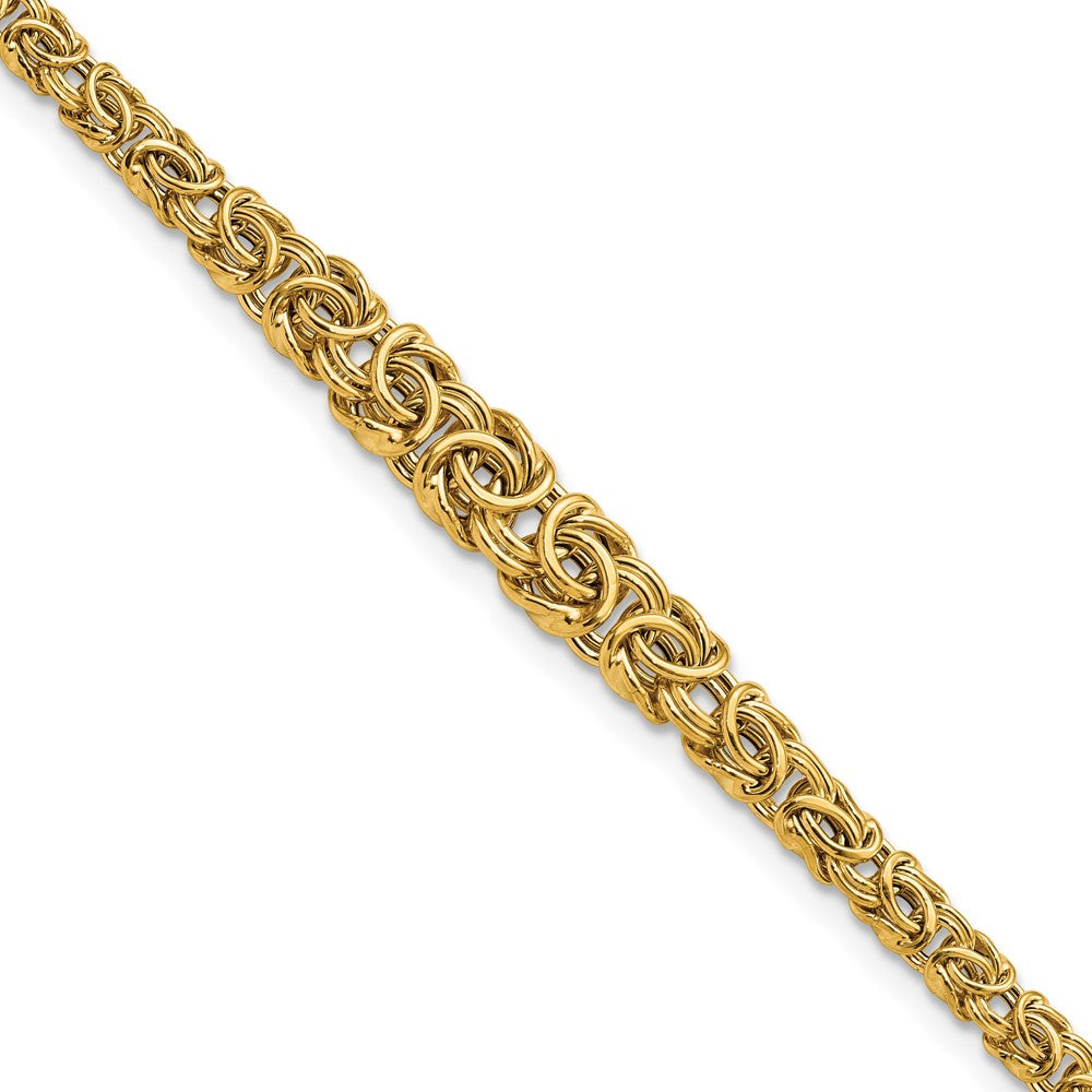 10mm 14K Yellow Gold Graduated Byzantine Chain Bracelet, 7.25 Inch, Item C10666 by The Black Bow Jewelry Co.