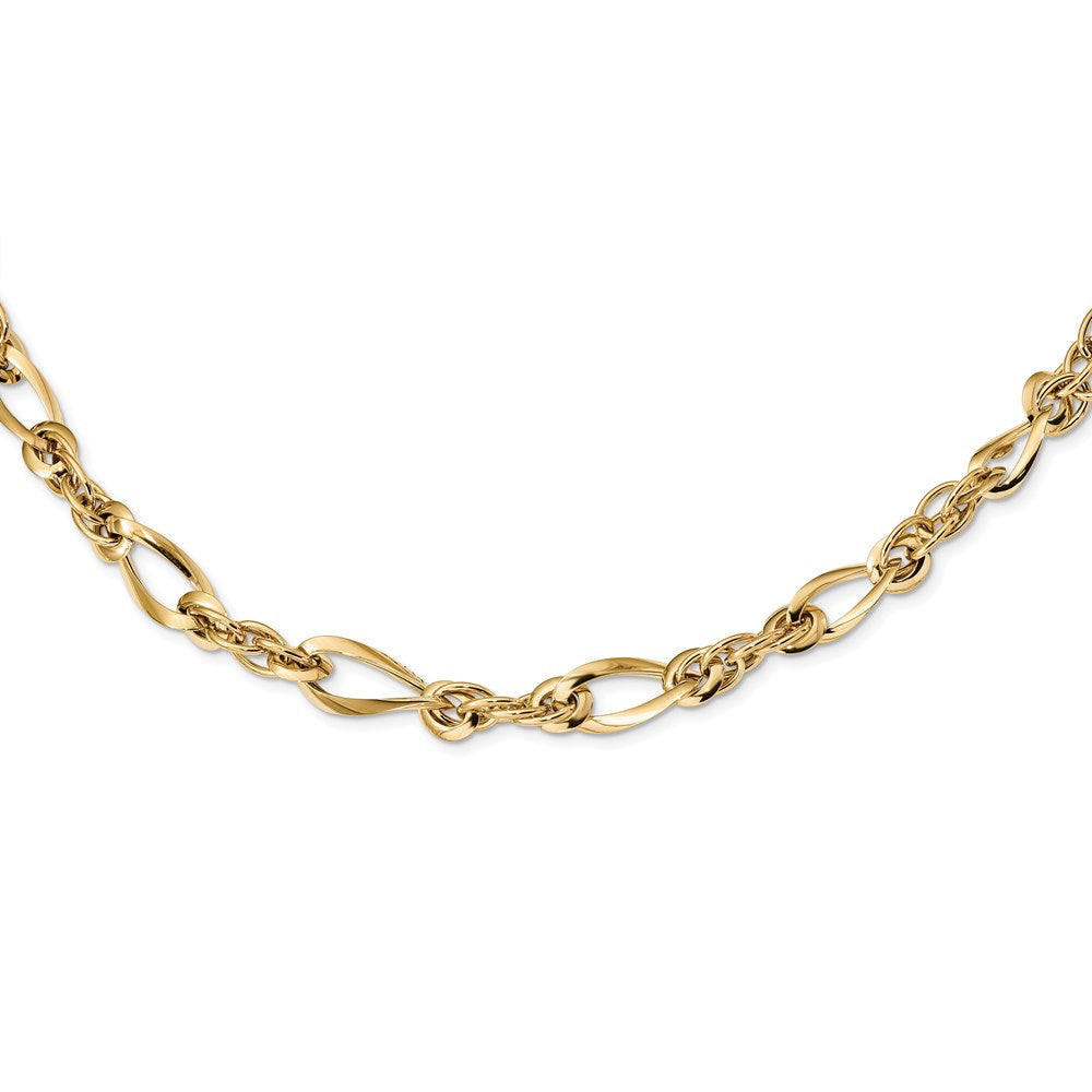 9.75mm 14K Yellow Gold Hollow Fancy Link Chain Necklace, 18 Inch, Item C10672 by The Black Bow Jewelry Co.