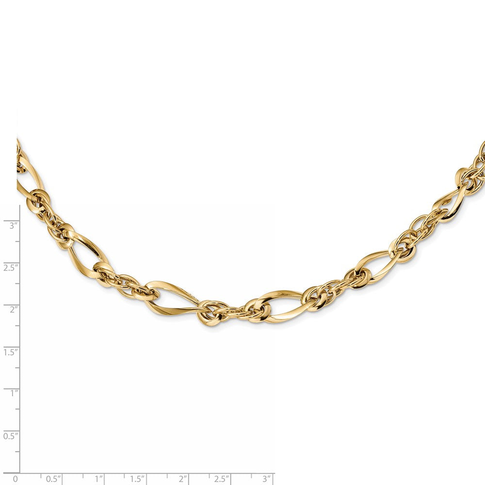 Alternate view of the 9.75mm 14K Yellow Gold Hollow Fancy Link Chain Necklace, 18 Inch by The Black Bow Jewelry Co.