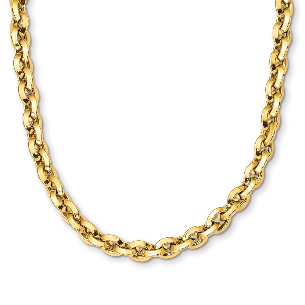 8mm 14K Yellow Gold Hollow Knife Edge Rolo Chain Necklace, 17.25 Inch, Item C10673 by The Black Bow Jewelry Co.