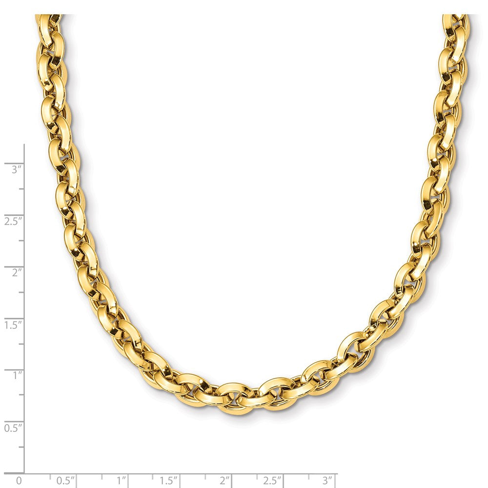 Alternate view of the 8mm 14K Yellow Gold Hollow Knife Edge Rolo Chain Necklace, 17.25 Inch by The Black Bow Jewelry Co.