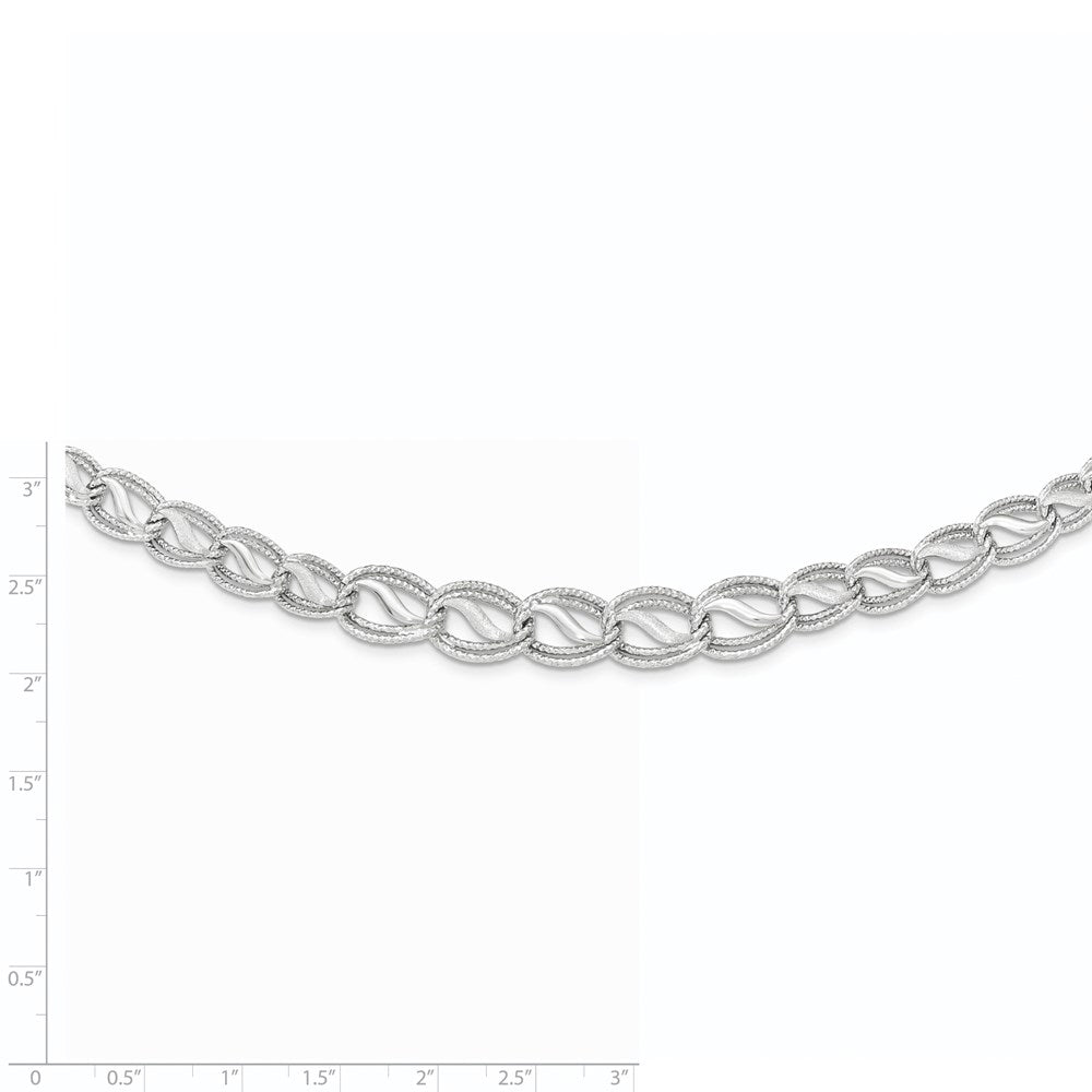Alternate view of the 14K White Gold Textured / Polished Oval Link Chain Necklace, 17 Inch by The Black Bow Jewelry Co.