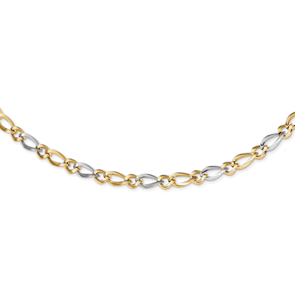 Alternate view of the 7.25mm 14K Two Tone Gold Hollow Polished Link Chain Necklace, 17.5 In by The Black Bow Jewelry Co.