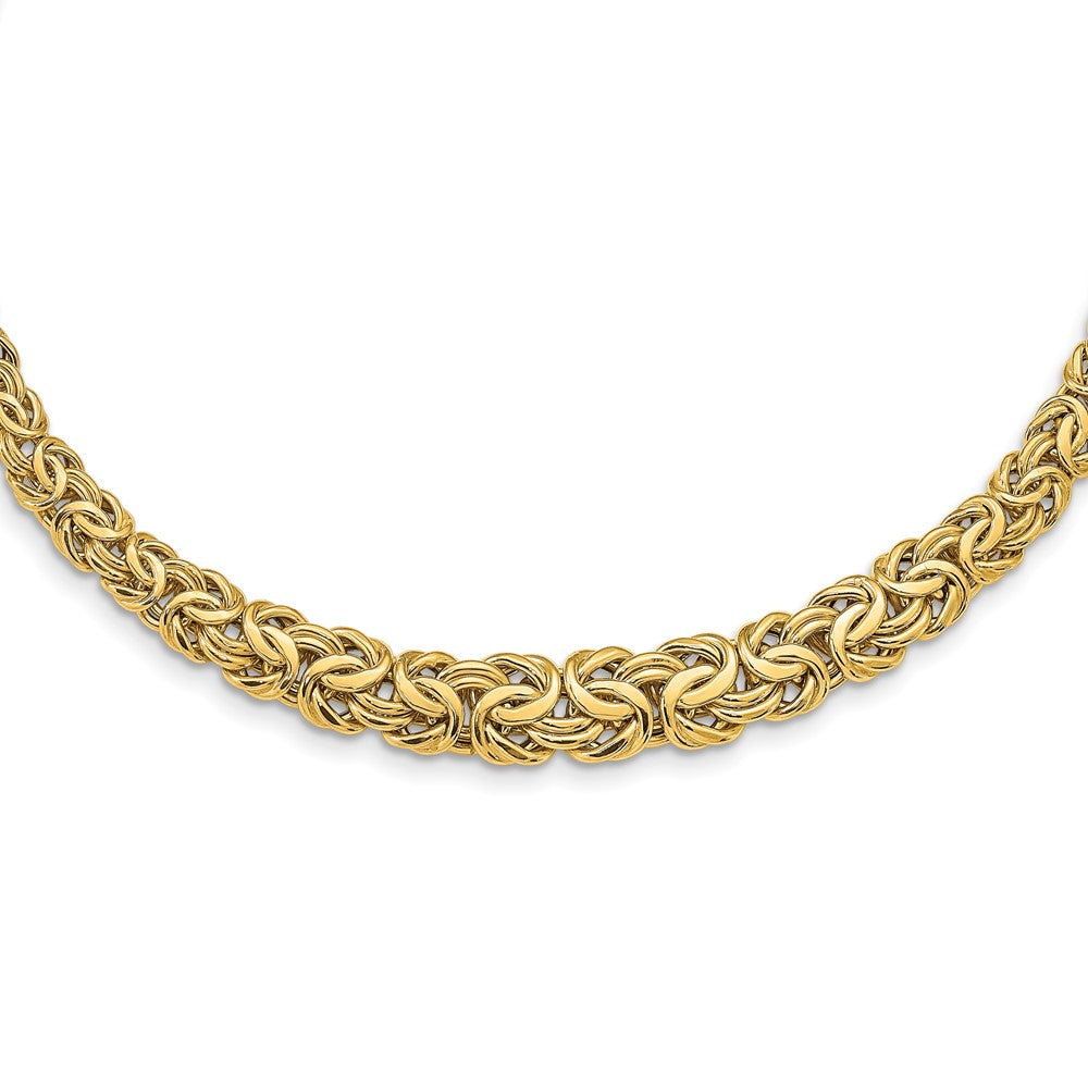 10mm 14K Yellow Gold Graduated Byzantine Chain Necklace, 17.25 Inch, Item C10680 by The Black Bow Jewelry Co.