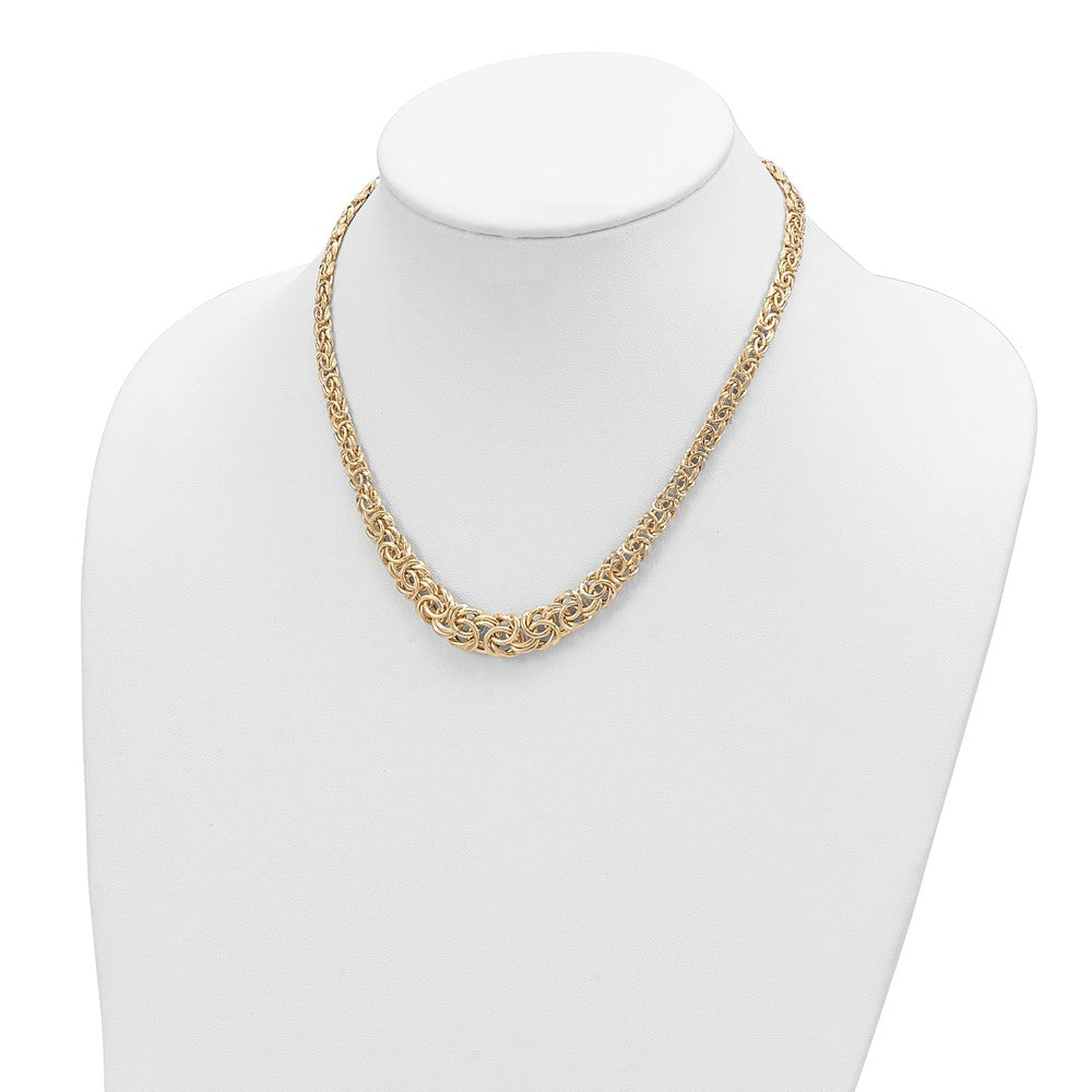 Alternate view of the 10mm 14K Yellow Gold Graduated Byzantine Chain Necklace, 17.25 Inch by The Black Bow Jewelry Co.